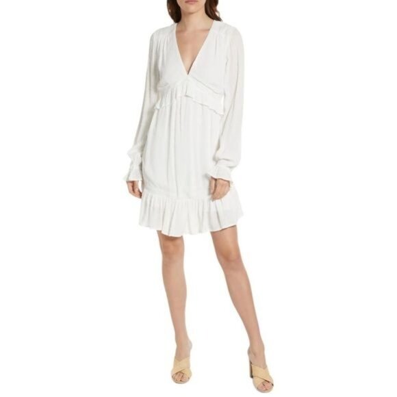 PAIGE  Odelise Long Sleeve Mini Dress in White Size S - Picture 11 of 12